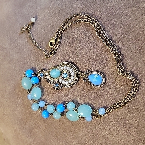 VTG JJH for Avon Acrylic Beaded Chain Sautoir Pendant Lavalier Necklace - Picture 2 of 7